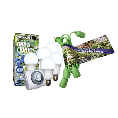 Miracle Led Blue Spectrum Four Socket Absolute Daylight PLUS Light Fixture, Timer, 4PK 802999